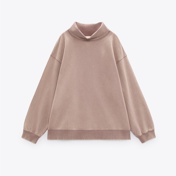 Zara washed ribbed trim sweatshirt - Picture 2 of 8